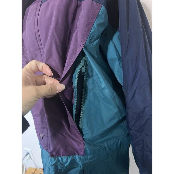 Vintage 90’s Lands End Jacket Small Colorblock Hooded Waterproof Parka M Pockets - Picture 8 of 11